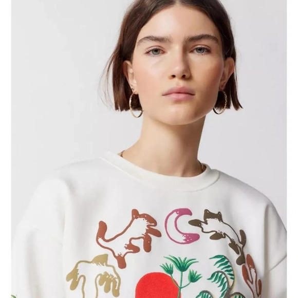Market UO Exclusive Life Cycle Crew Neck Sweatshirt, Cream, S and L, NWT - Picture 6 of 6